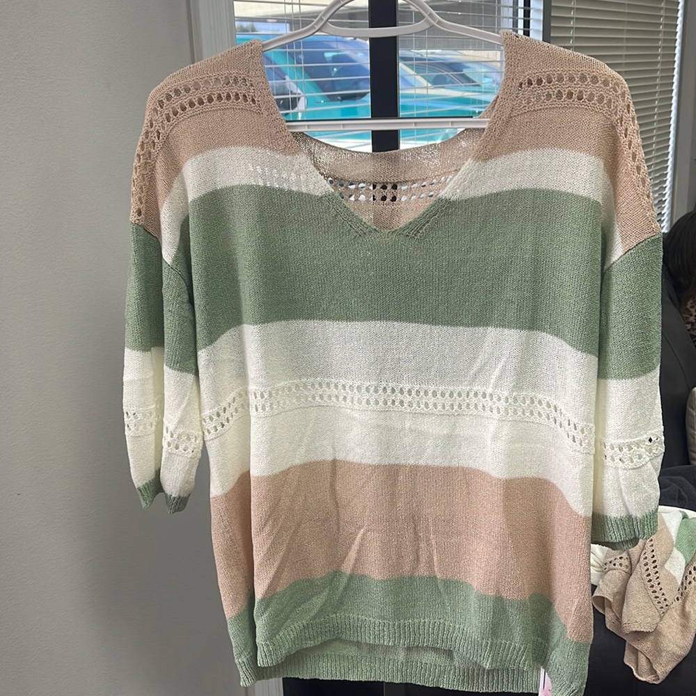 Green white and cream sweater, brand new!